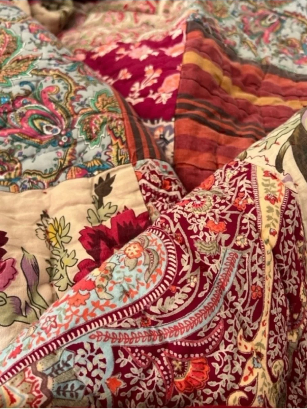 Pottery Barn “Georgia” Patchwork Quilt (K) and Euro Shams (3) EUC